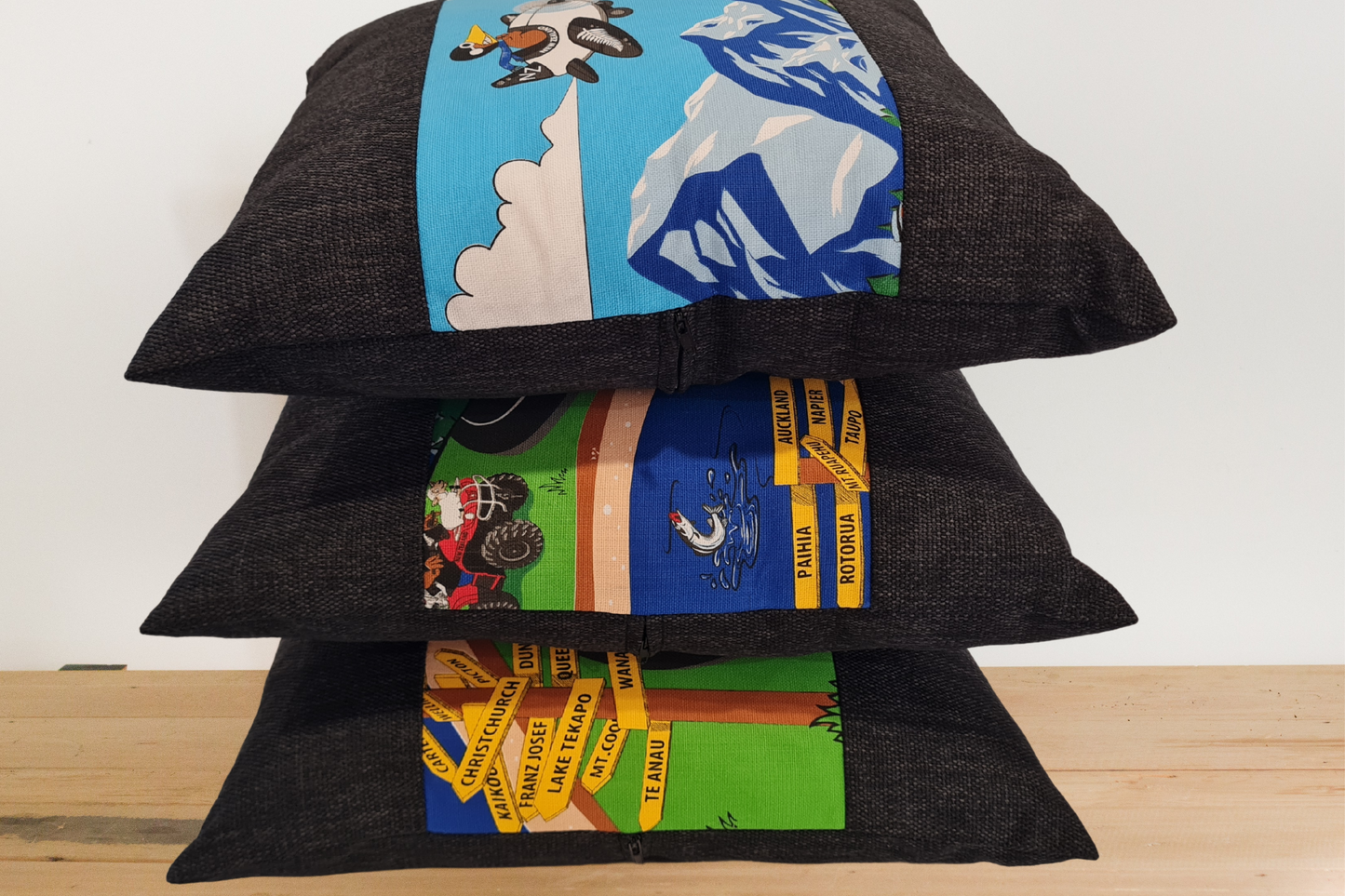 Kiwi Road trip - Cushion Cover - Ebony Border # 3