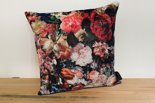 Flowerbomb - Scarlet and Keylargo / Bordeaux Cushion Cover