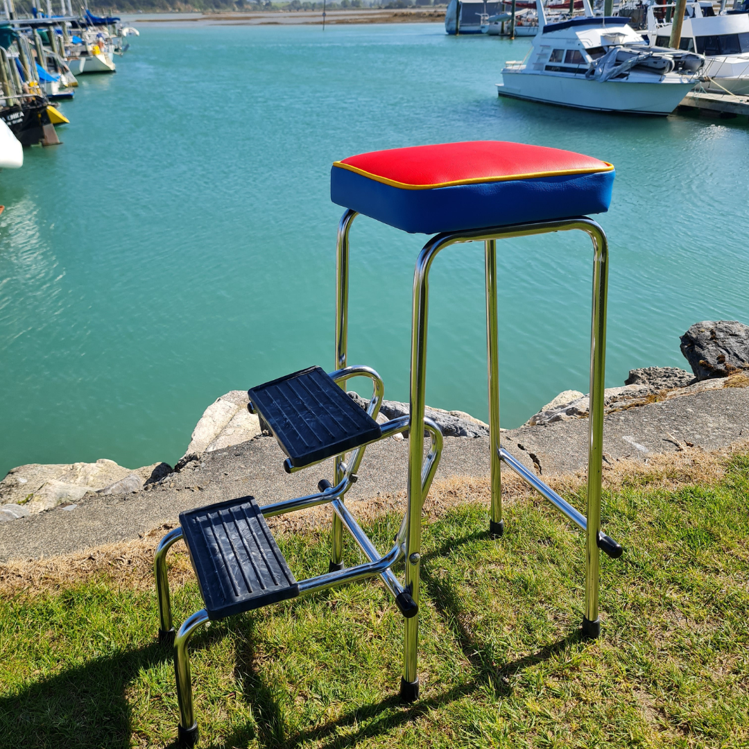 Retro Chrome Step Stool - Seat