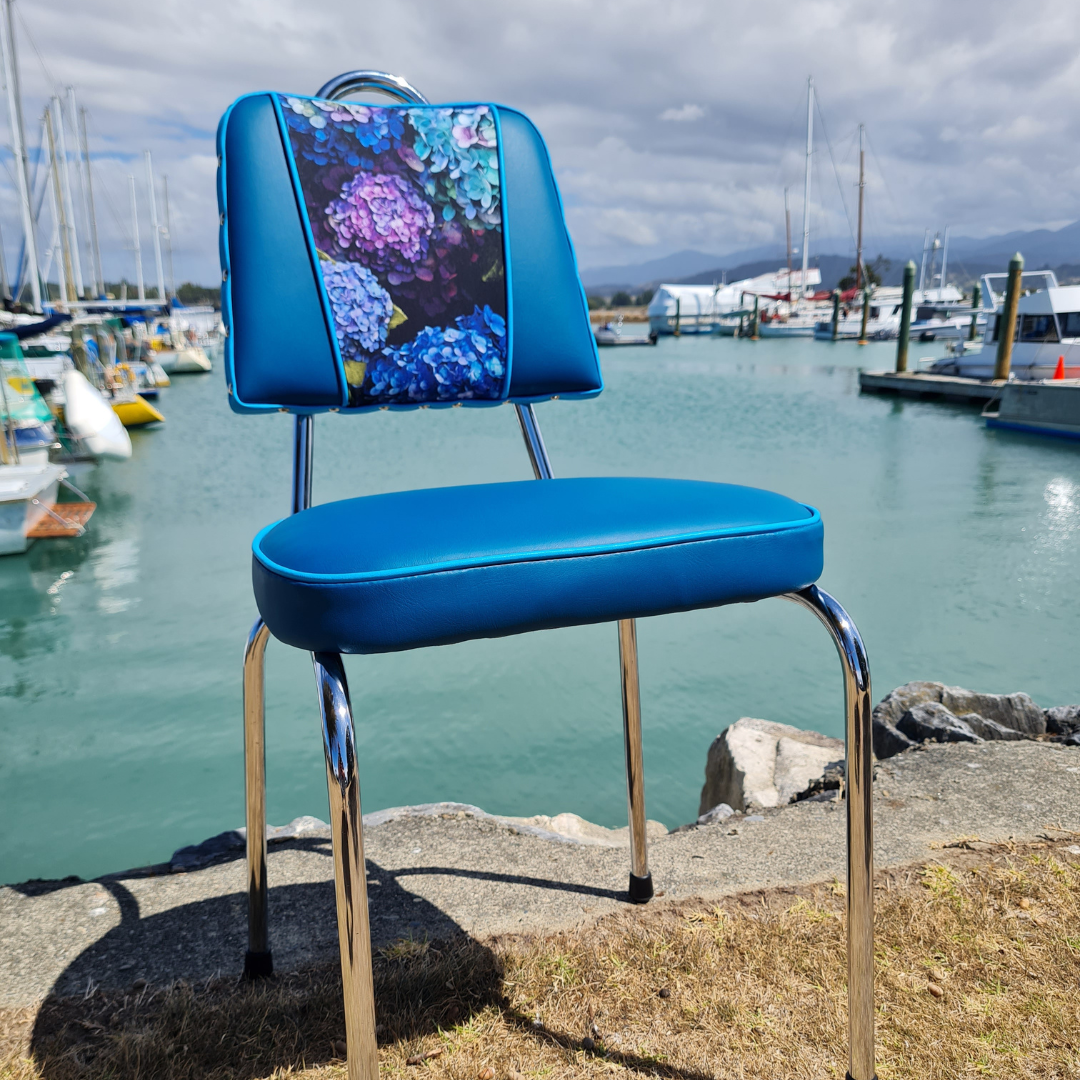 Hydrangea Chrome Chairs "Set of 4" Teal