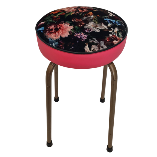 Retro painted Stool - Seat Flowerbomb
