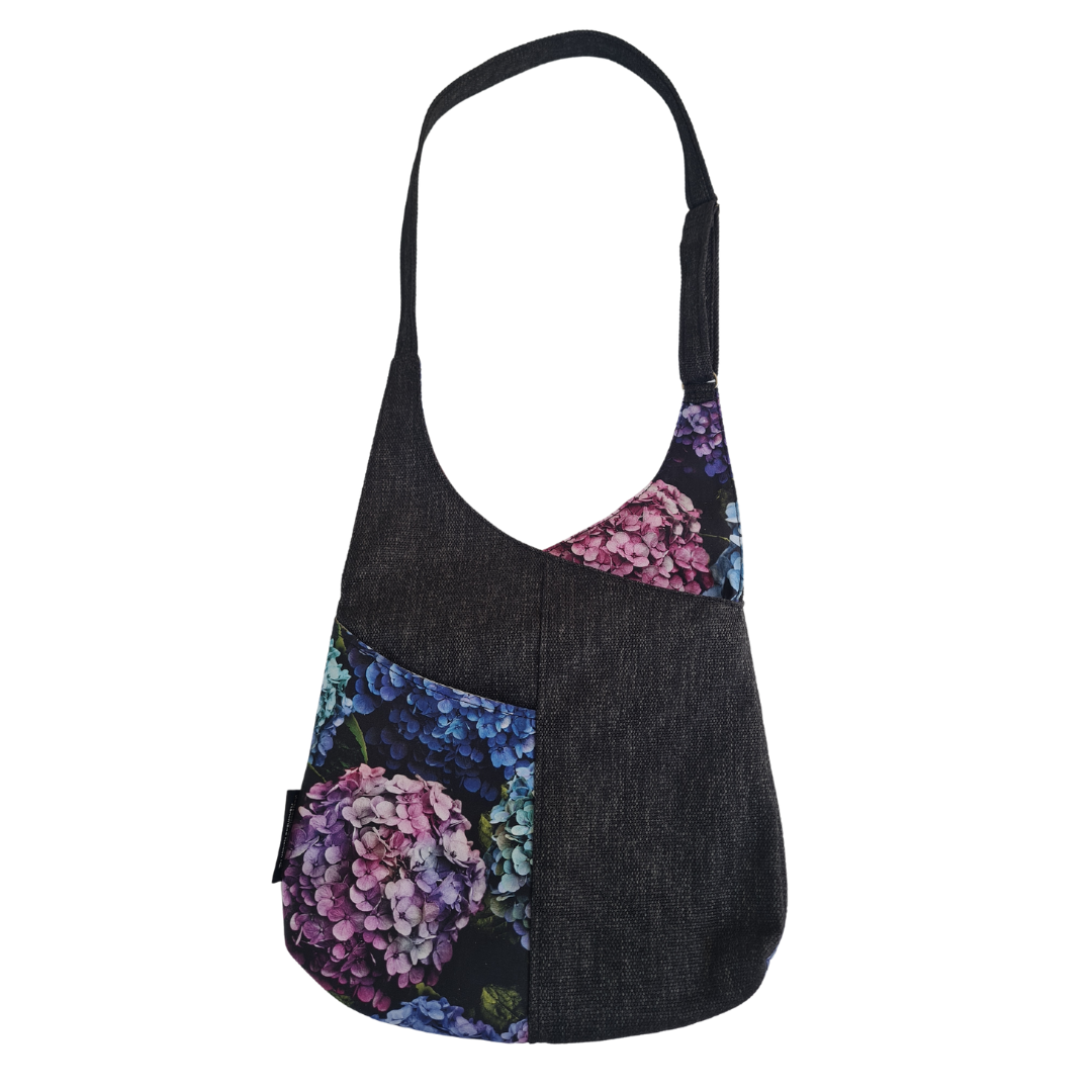 Cross over Bag - Hydrangea on Ebony