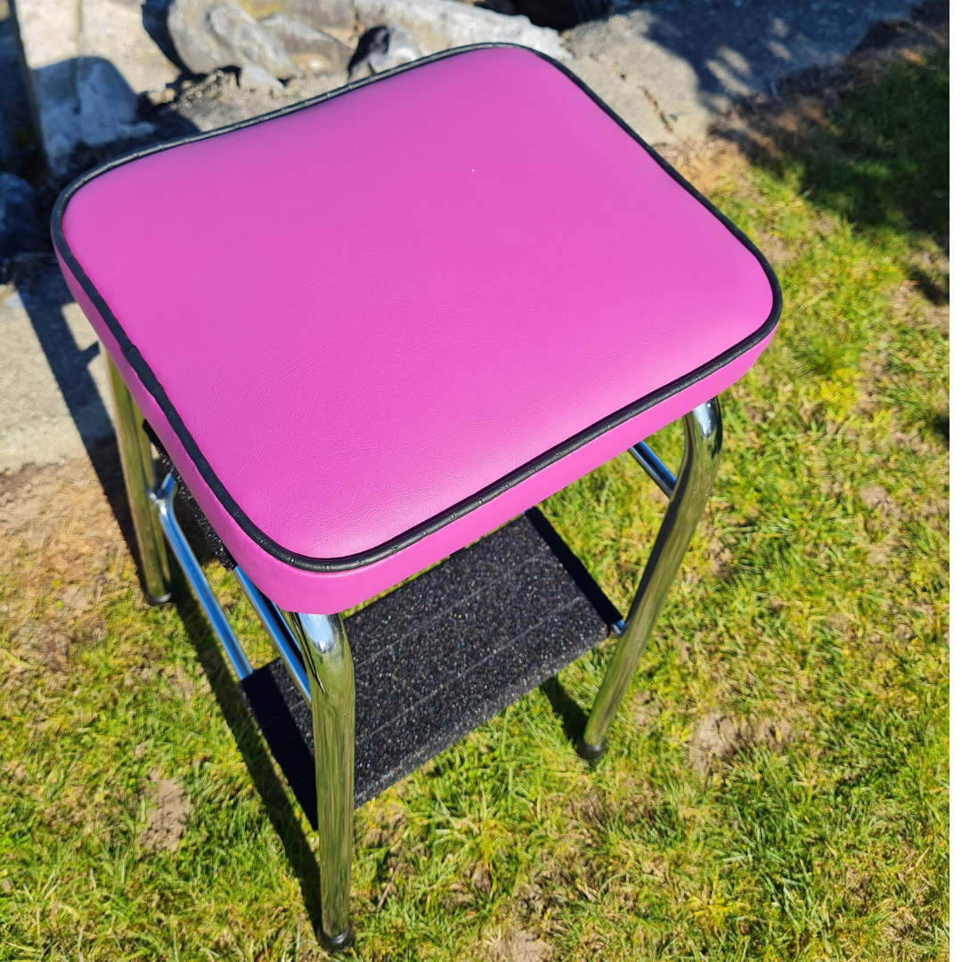 Retro Chrome Step Stool - Seat Purple