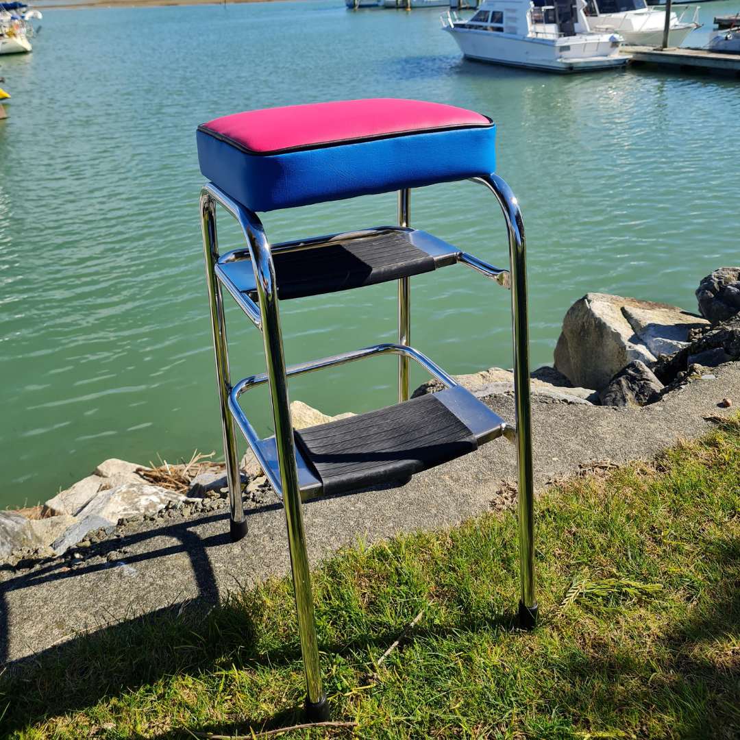 Retro Chrome Step Stool - Seat