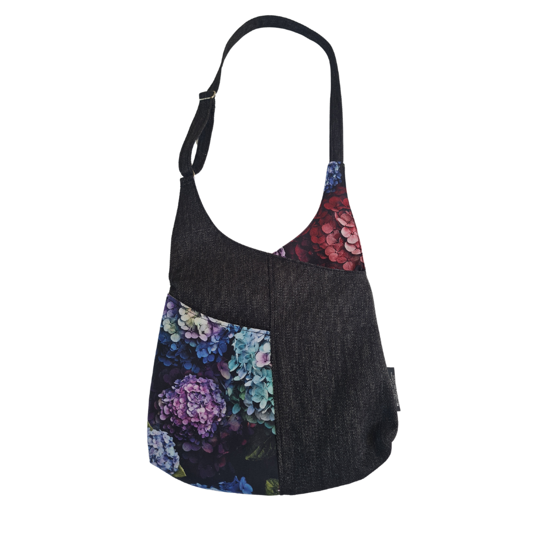 Cross over Bag - Hydrangea on Ebony