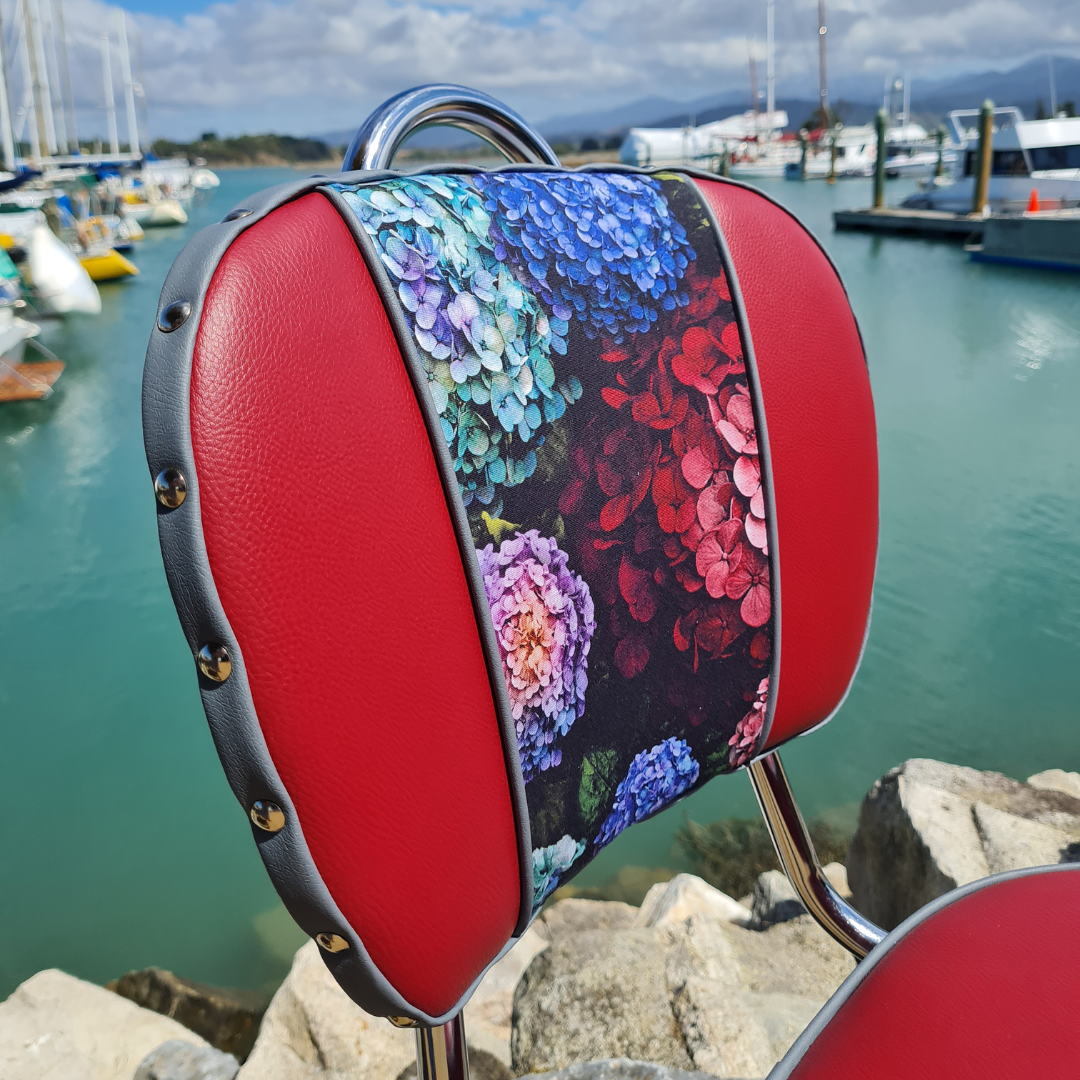 Hydrangea Chrome Chairs "Set of 4" Burgundy