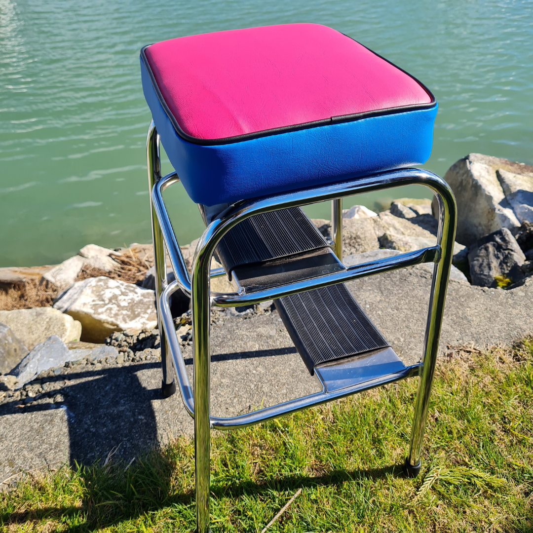 Retro Chrome Step Stool - Seat