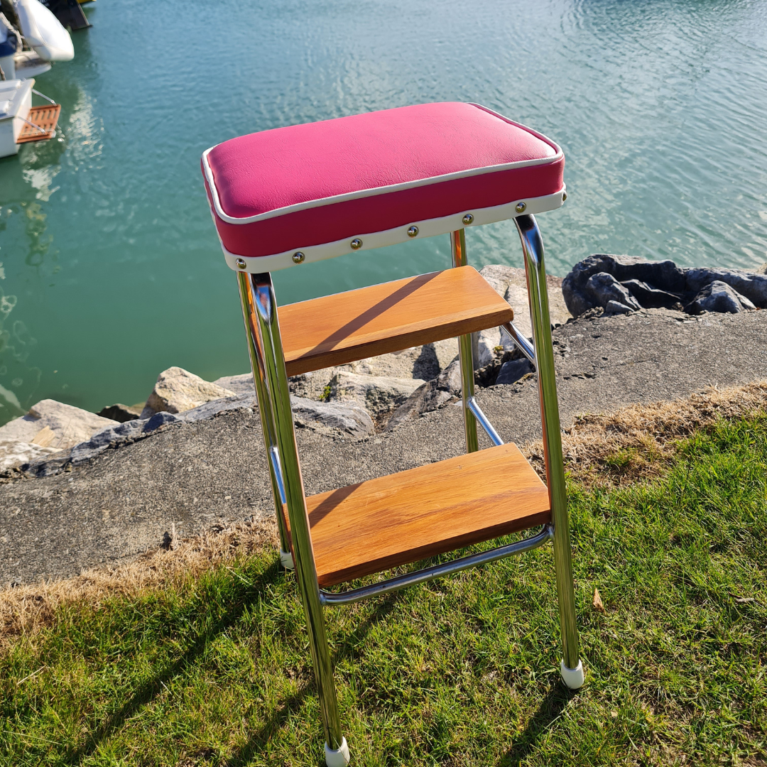 Retro Chrome Step Stool - Seat