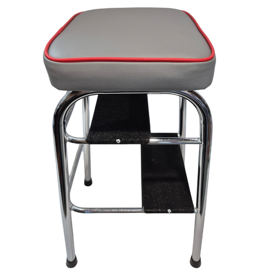 1960s Retro Chrome Step Stool – Grey