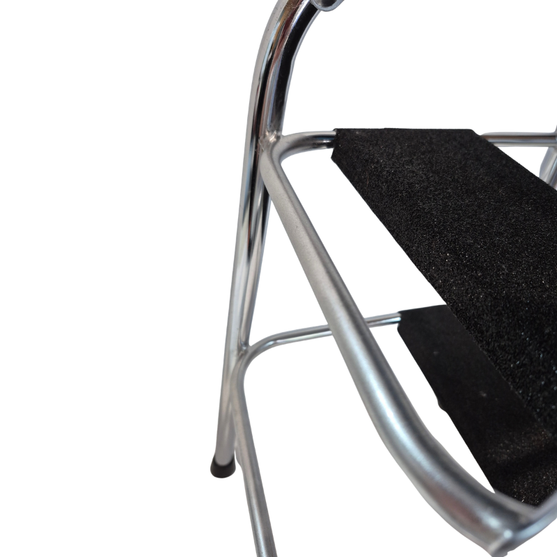 1960s Retro Chrome Step Stool – Grey