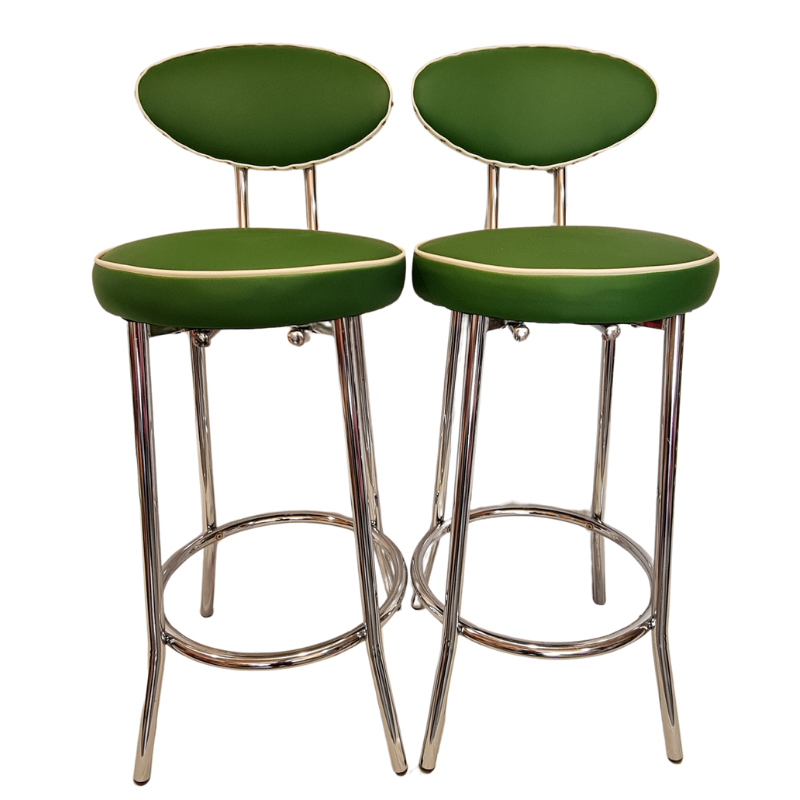 Unique Barstools with backs - Pair - Green