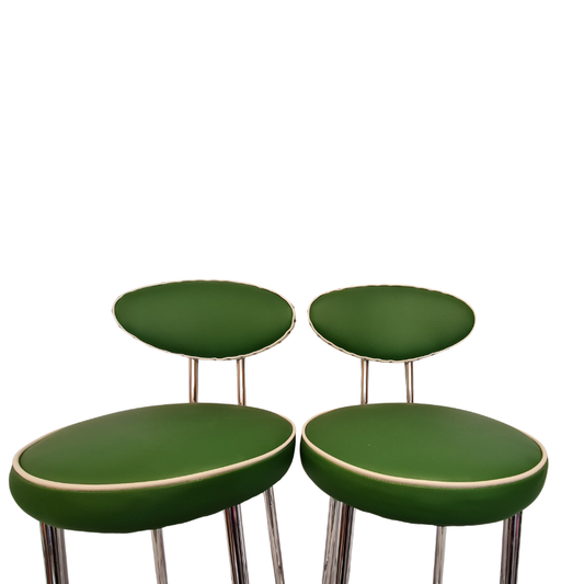 Unique Barstools with backs - Pair - Green