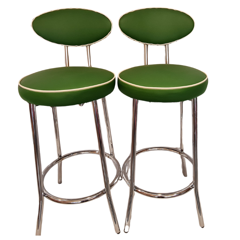 Unique Barstools with backs - Pair - Green