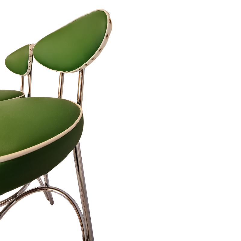 Unique Barstools with backs - Pair - Green