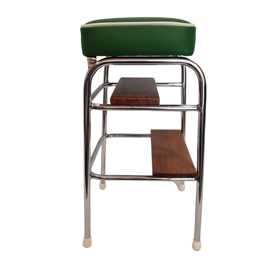 Retro Chrome Step Stool - Seat- Green