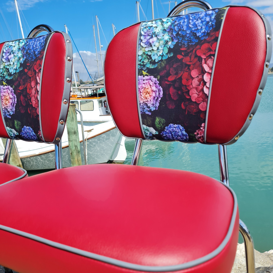 Hydrangea Chrome Chairs "Set of 4" Burgundy