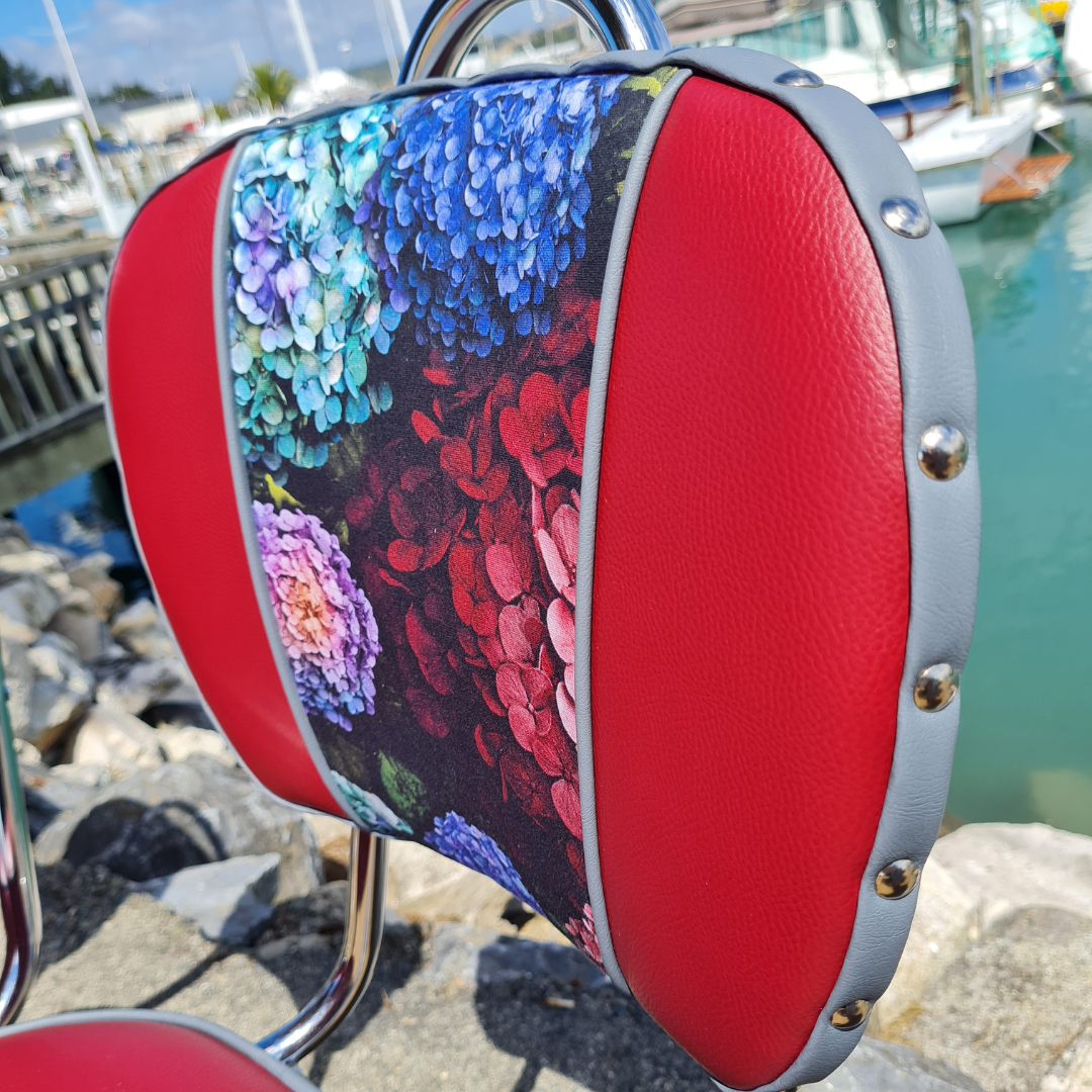 Hydrangea Chrome Chairs "Set of 4" Burgundy