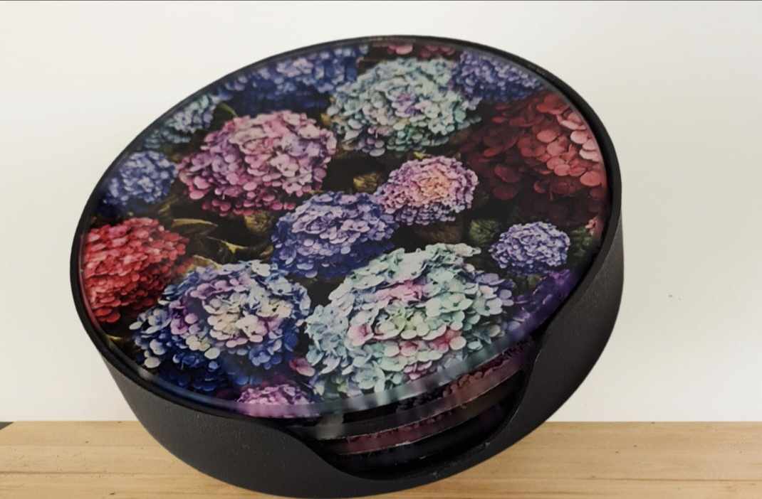 Coaster Set Hydrangea Bouquet