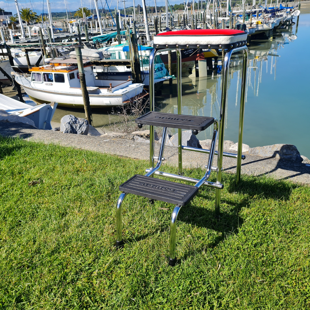 Retro Chrome Step Stool - Seat