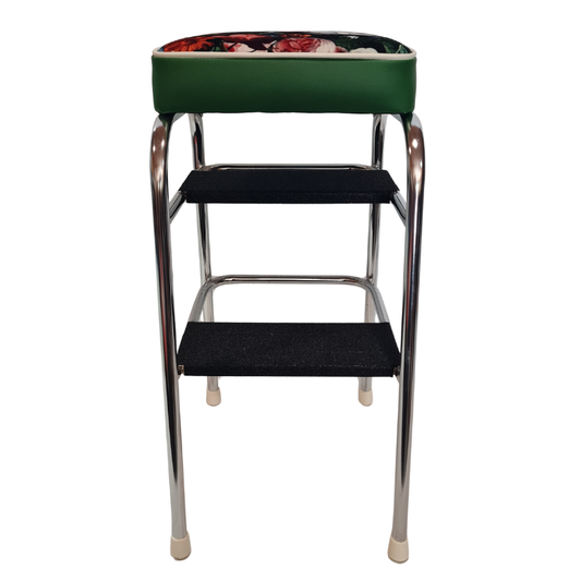 Retro Chrome Step Stool - Seat- Flowerbomb
