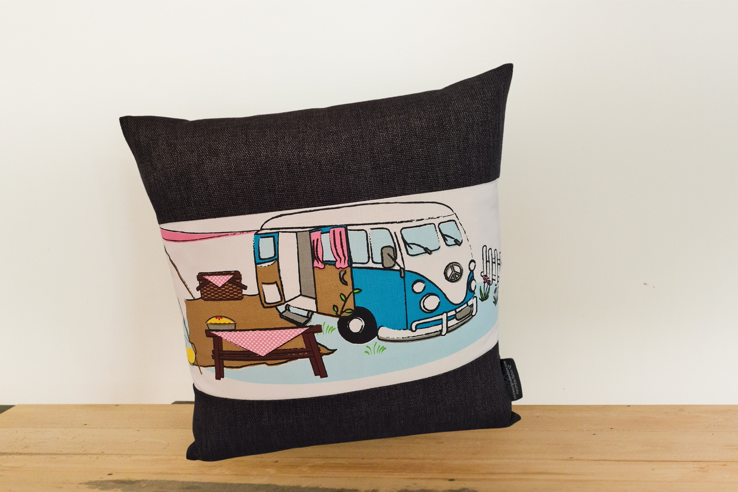 Blue Kombi Cushion Cover - Ebony Border