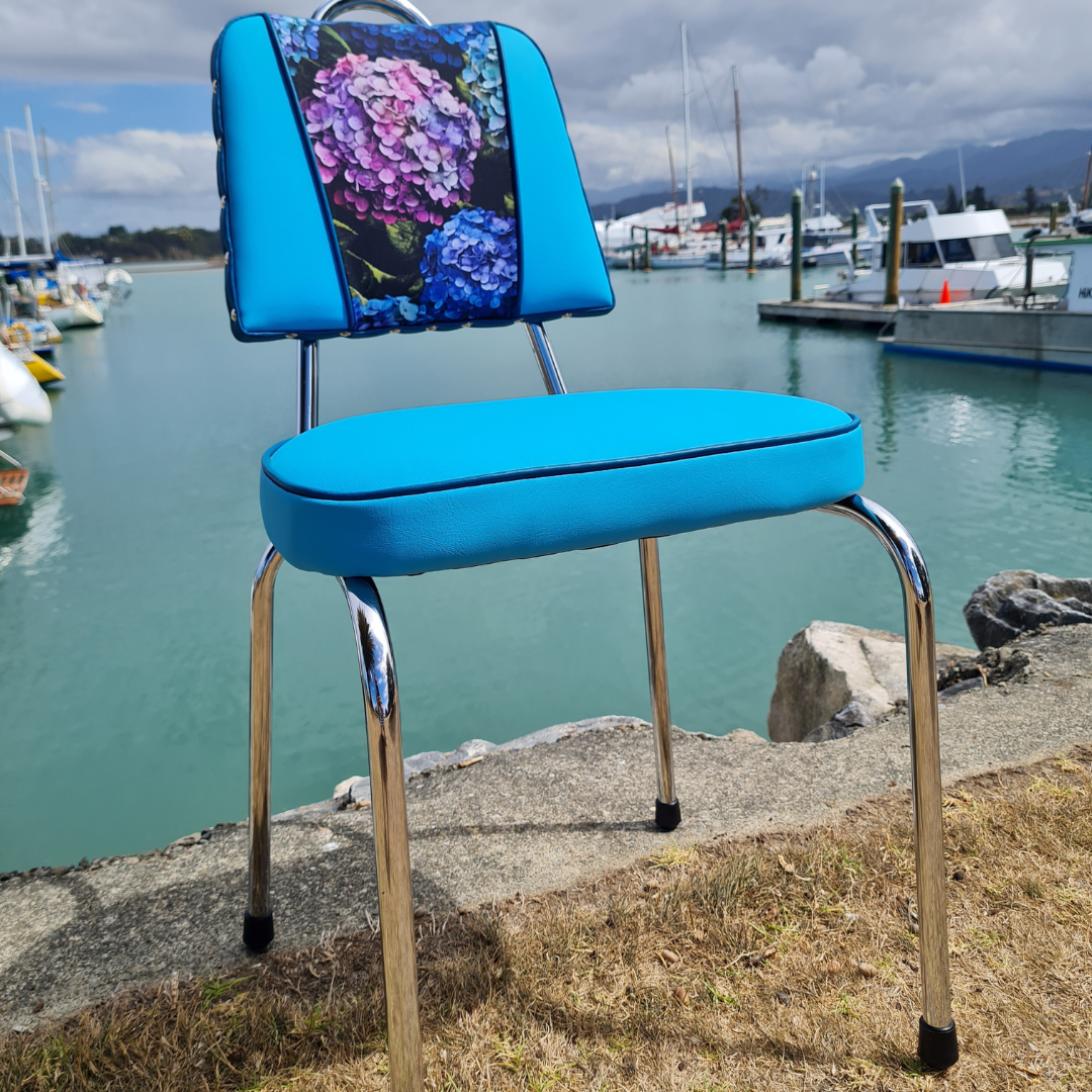 Hydrangea Chrome Chairs "Set of 4" Turquoise