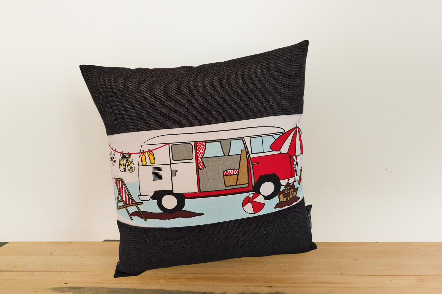 Blue Kombi Cushion Cover - Ebony Border