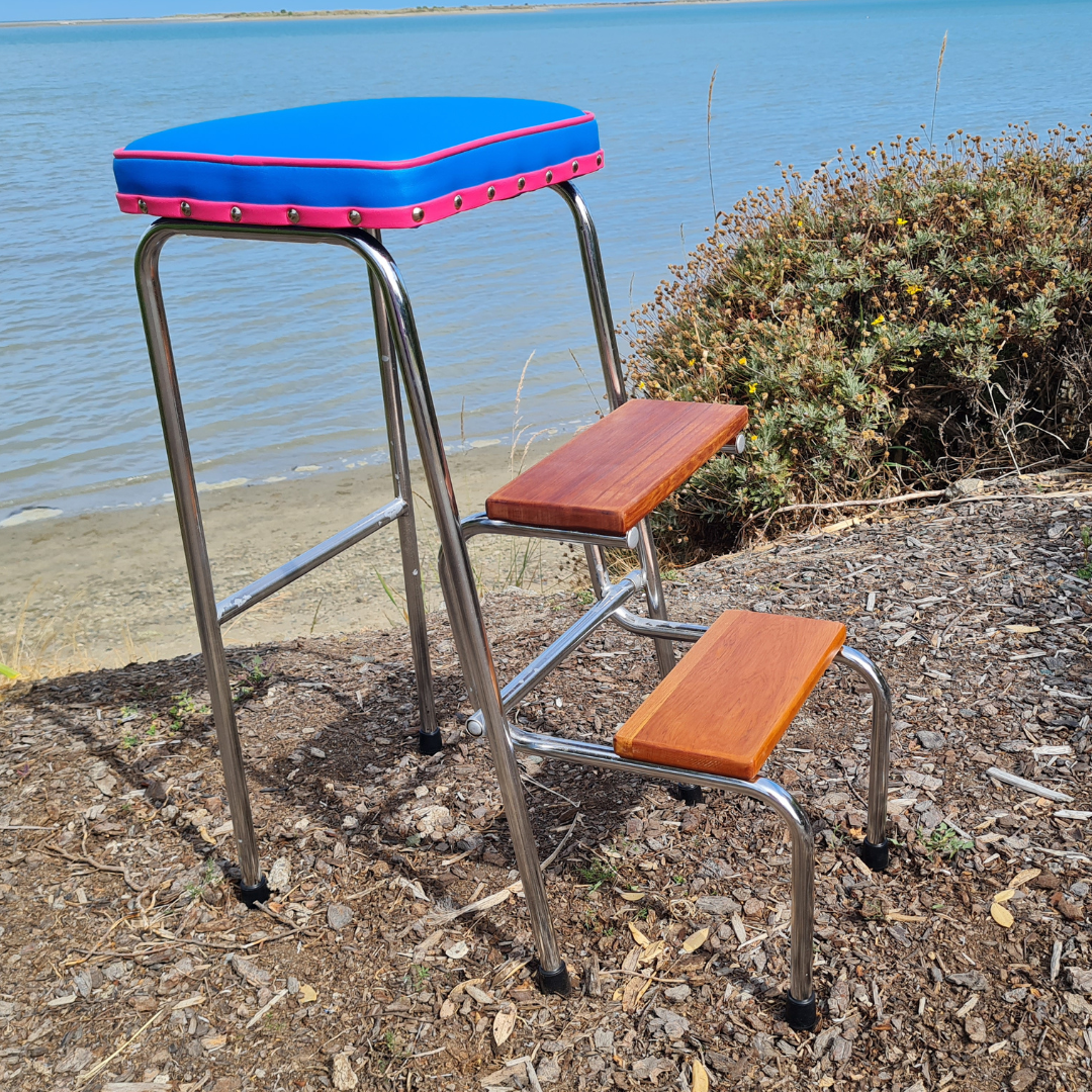Retro Chrome Step Stool - Seat