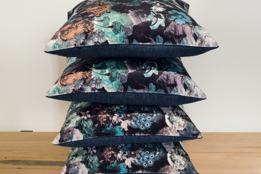 Flowerbomb - Frost and Keylargo / Ocean Cushion Covers x 4