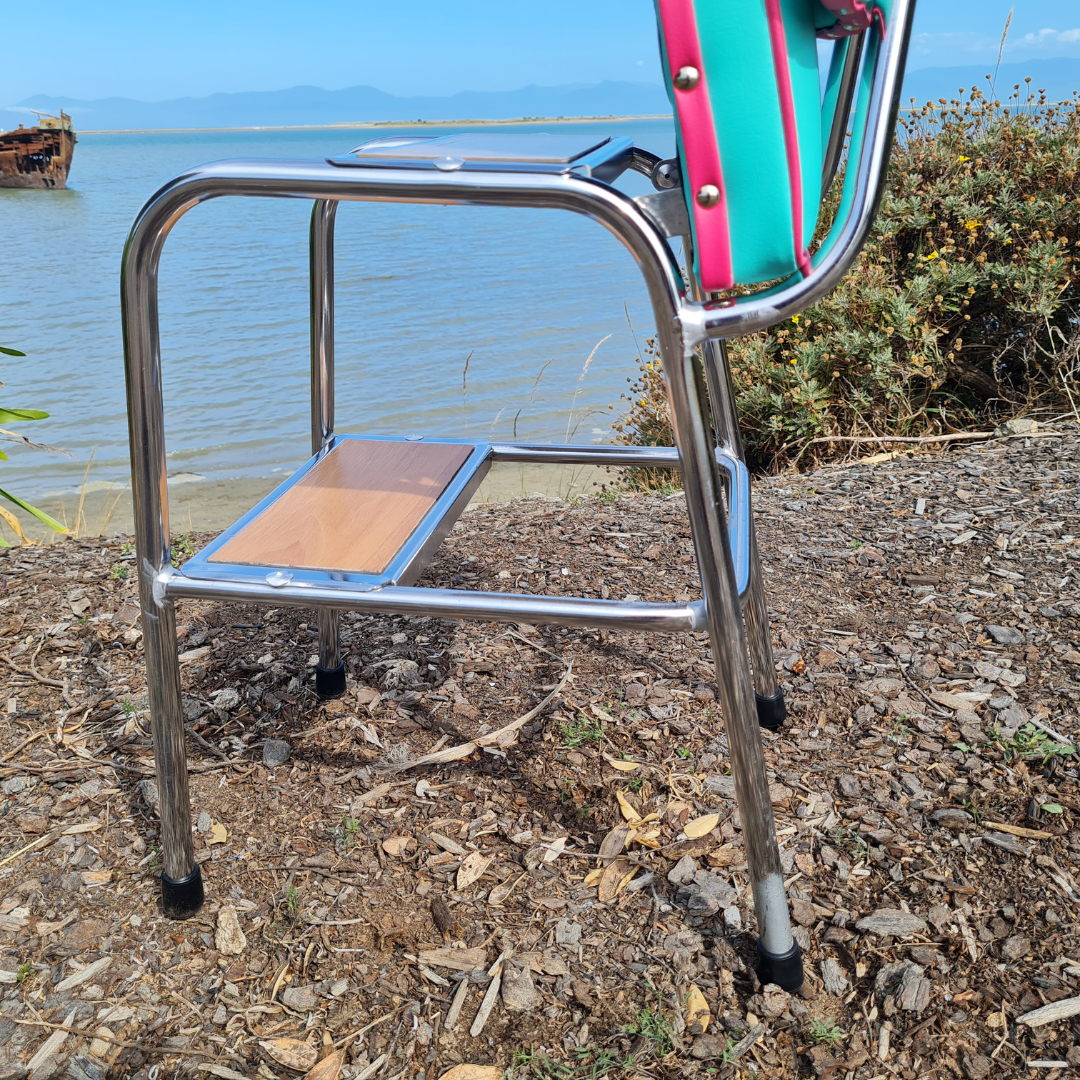 Retro Chrome Step Stool - Seat