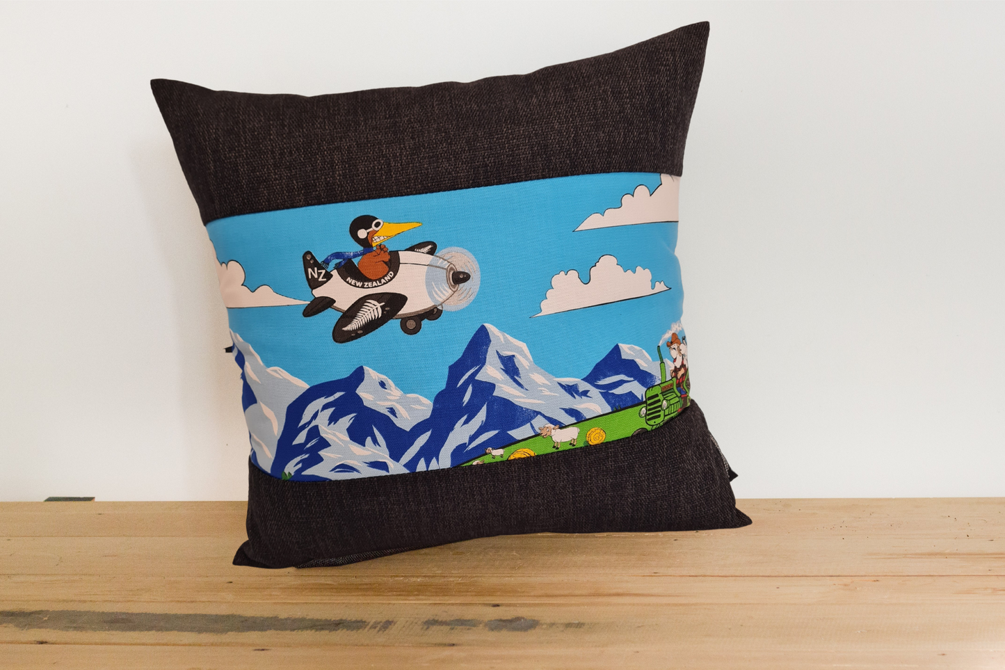 Kiwi Road trip - Cushion Cover - Ebony Border # 3