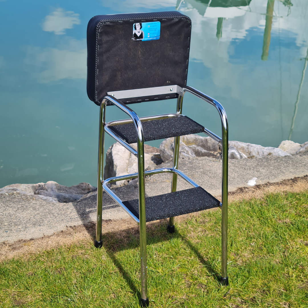 Retro Chrome Step Stool - Seat Purple Glitter