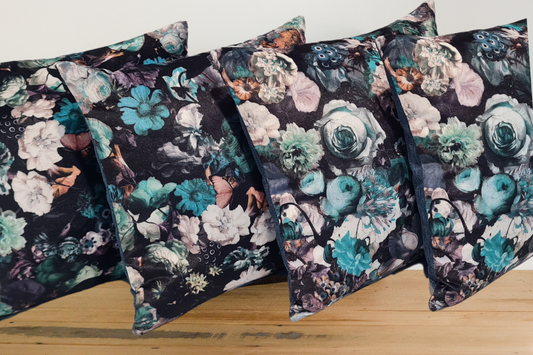 Flowerbomb - Frost and Keylargo / Ocean Cushion Covers x 4