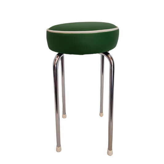 Retro Chrome Stool - Seat Green