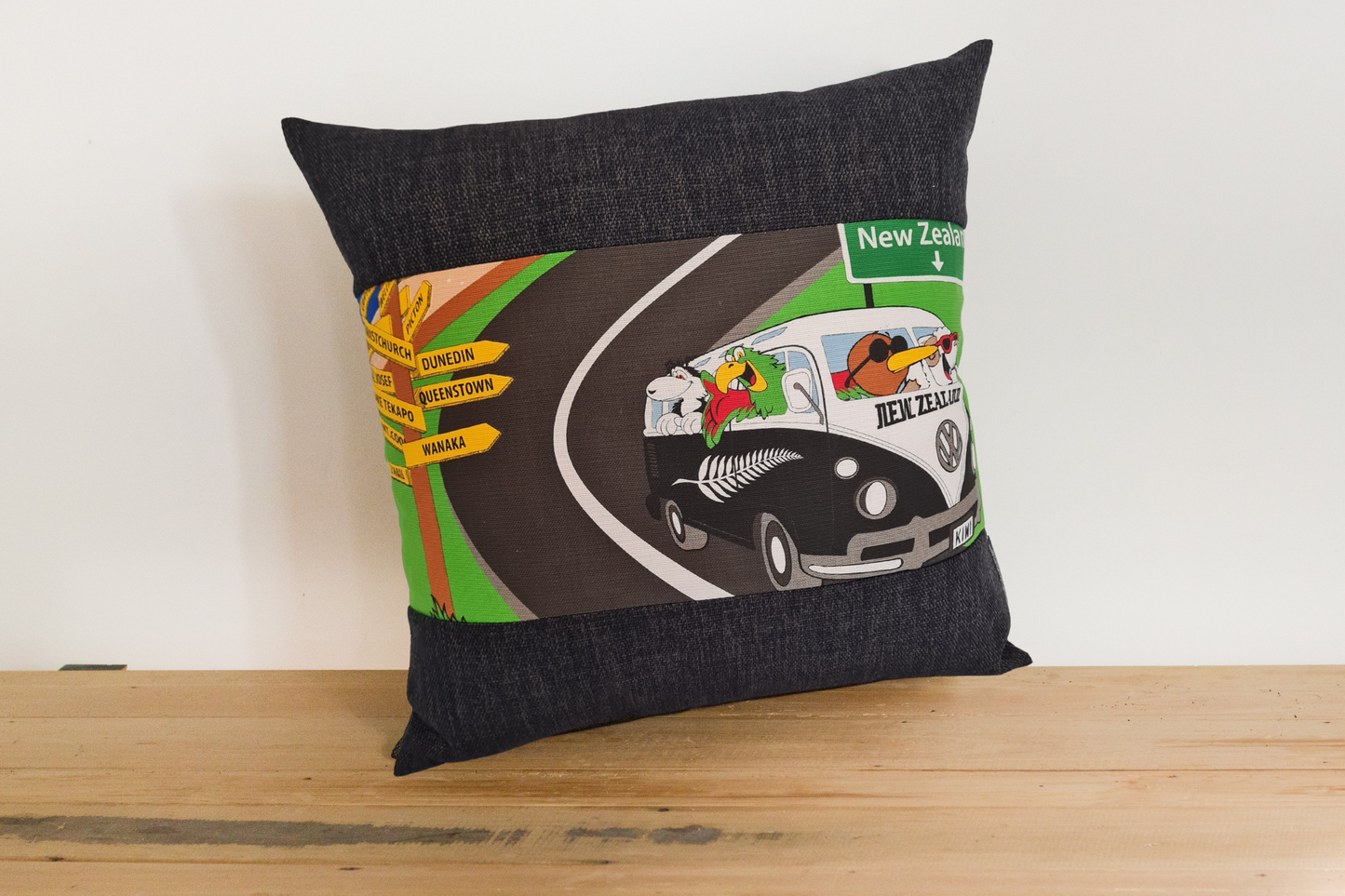 Kiwi Road trip - Cushion Cover - Ebony Border # 3