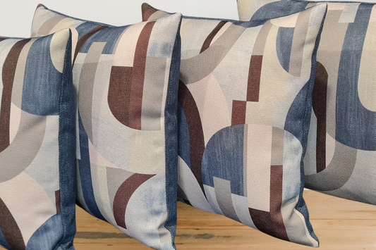 Bauhaus Seaglass and Keylargo / Navy Cushion Covers x 4