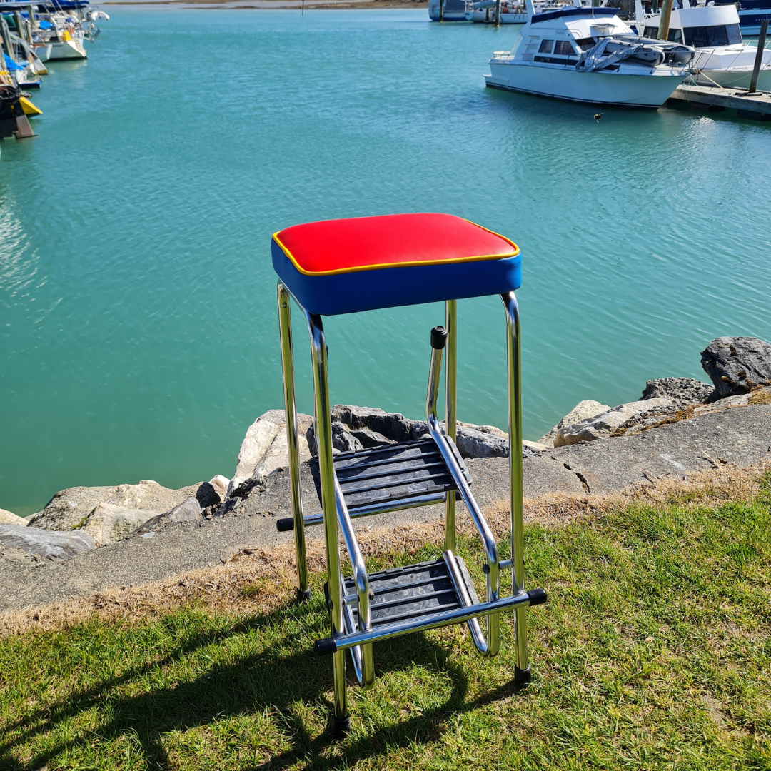 Retro Chrome Step Stool - Seat
