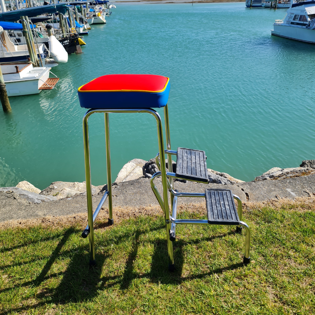 Retro Chrome Step Stool - Seat