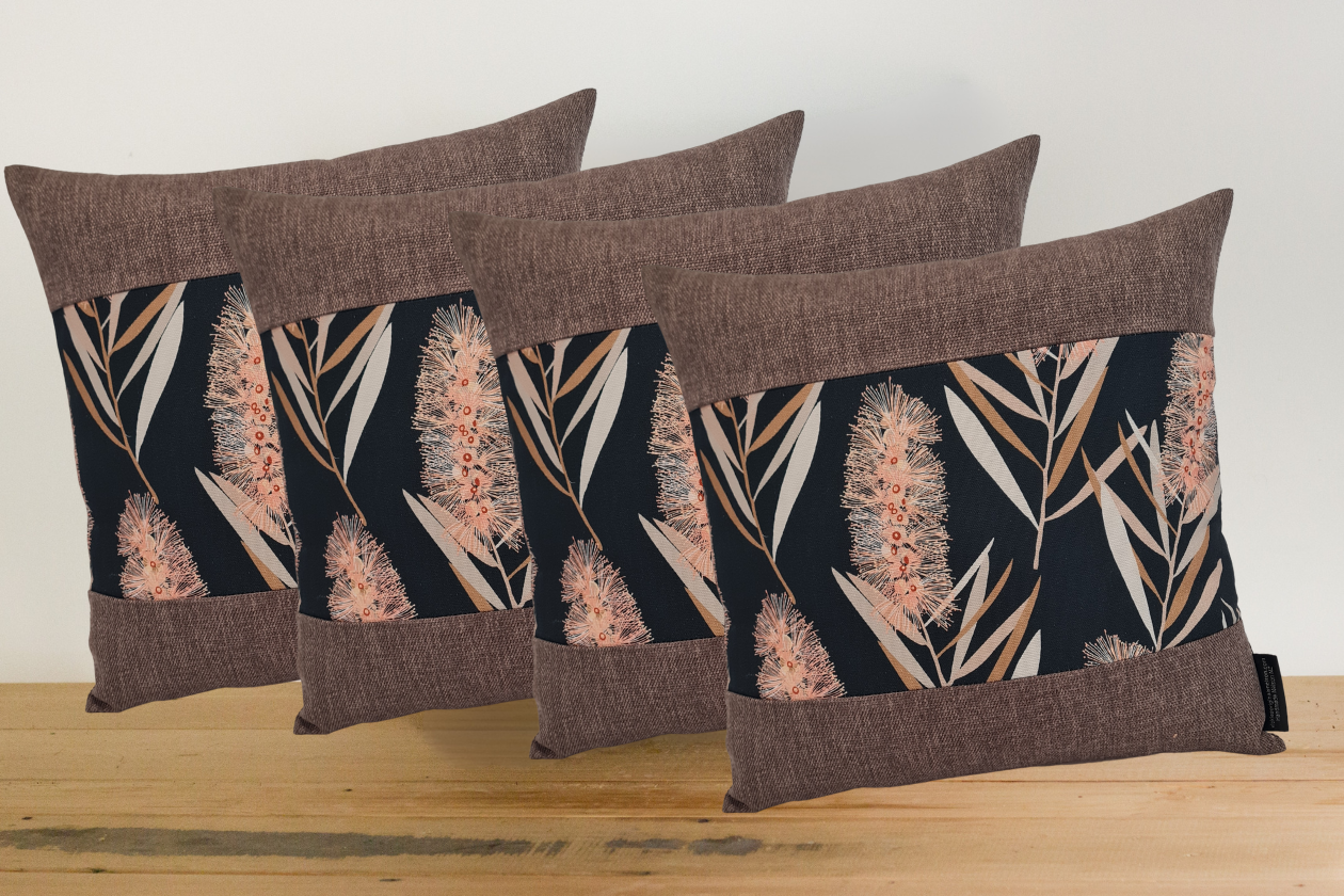 Bottlebrush / Callistemon Cushion Cover - Pebble Border