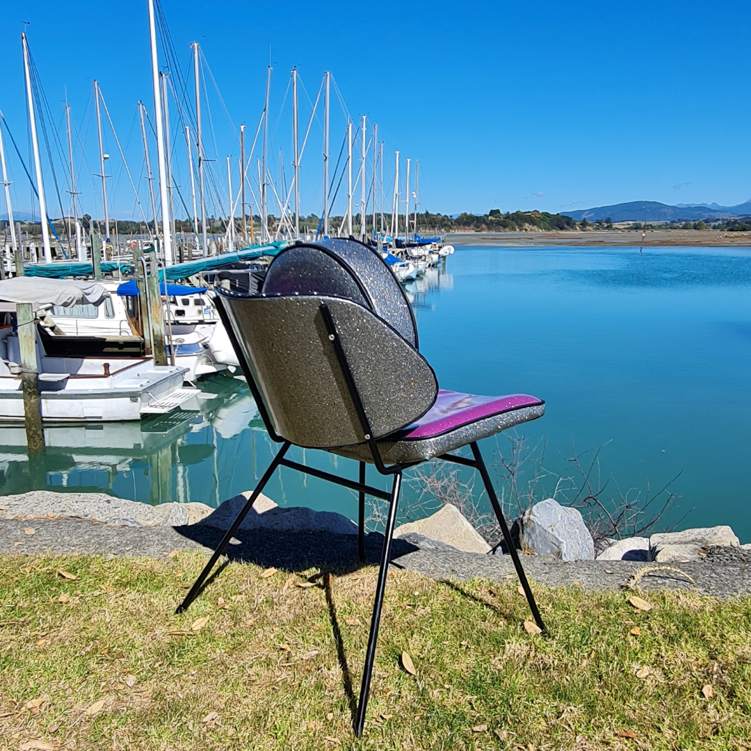 Retro Space Chair and Reversible Groovy Back Circle.