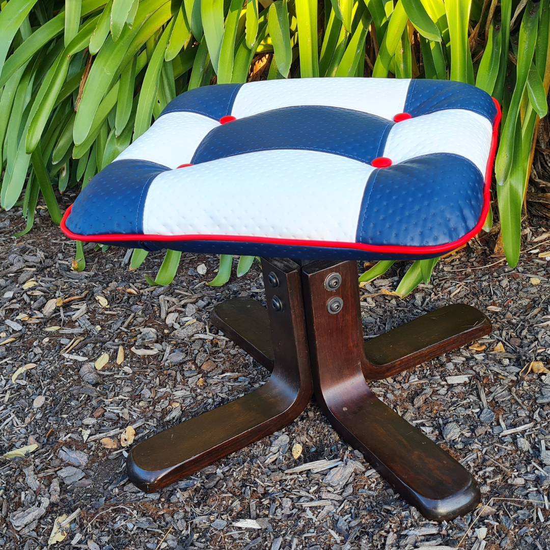 Footstool with wooden legs