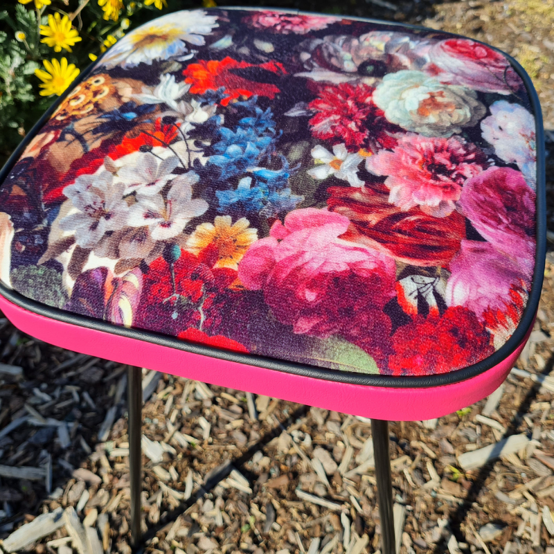 Freshly Painted Stool - Seat - Flowerbomb