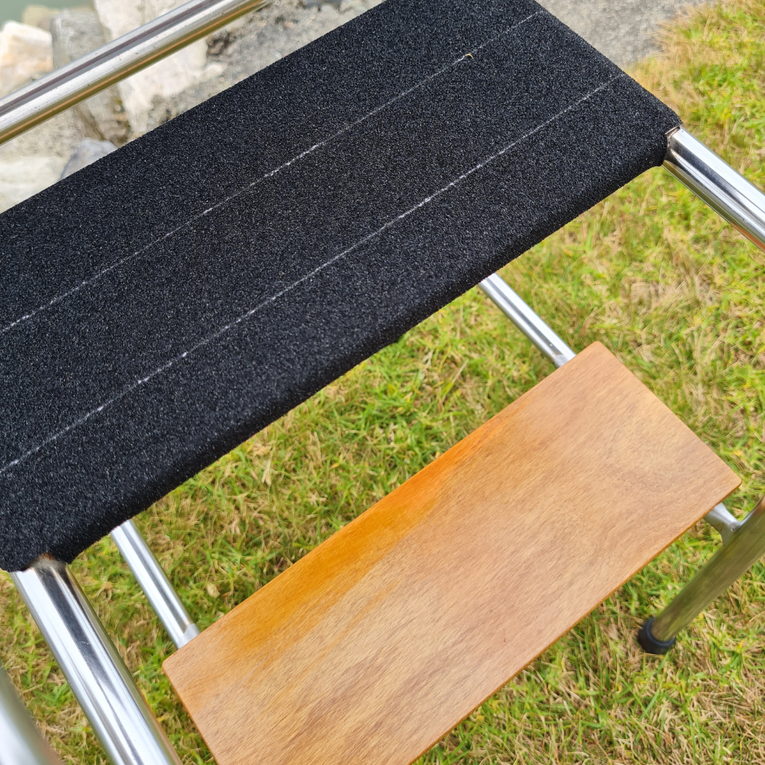 Retro Chrome Step Stool - Seat - Wooden Step