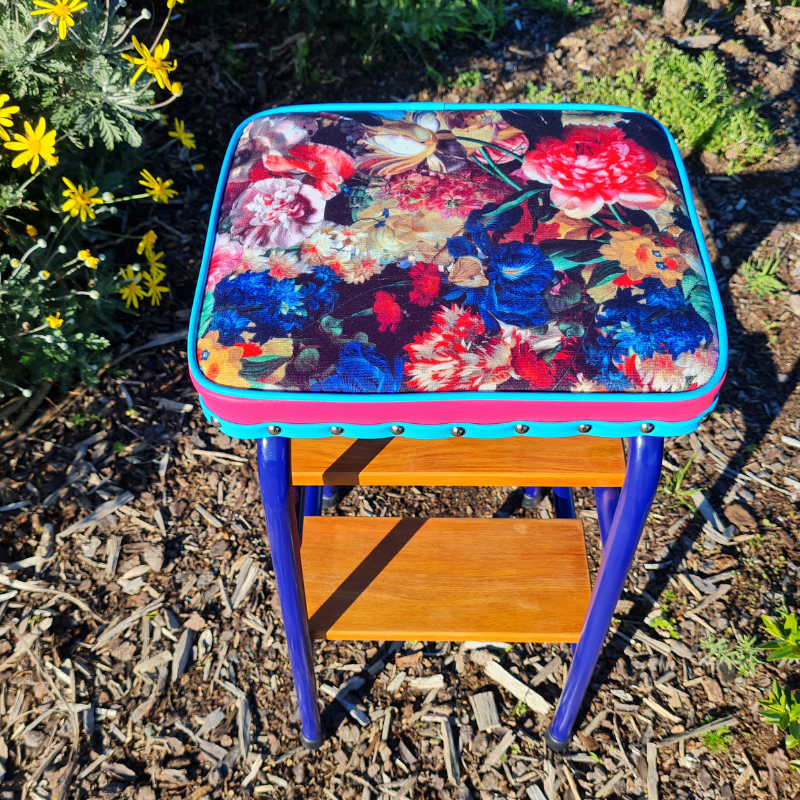 Retro painted Step Stool - Seat - Wooden Steps