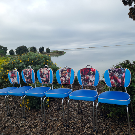 Retro Kitchen Chair's- Flower bomb set of 6