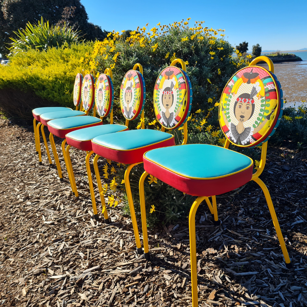 Wahine set of 6 retro chairs