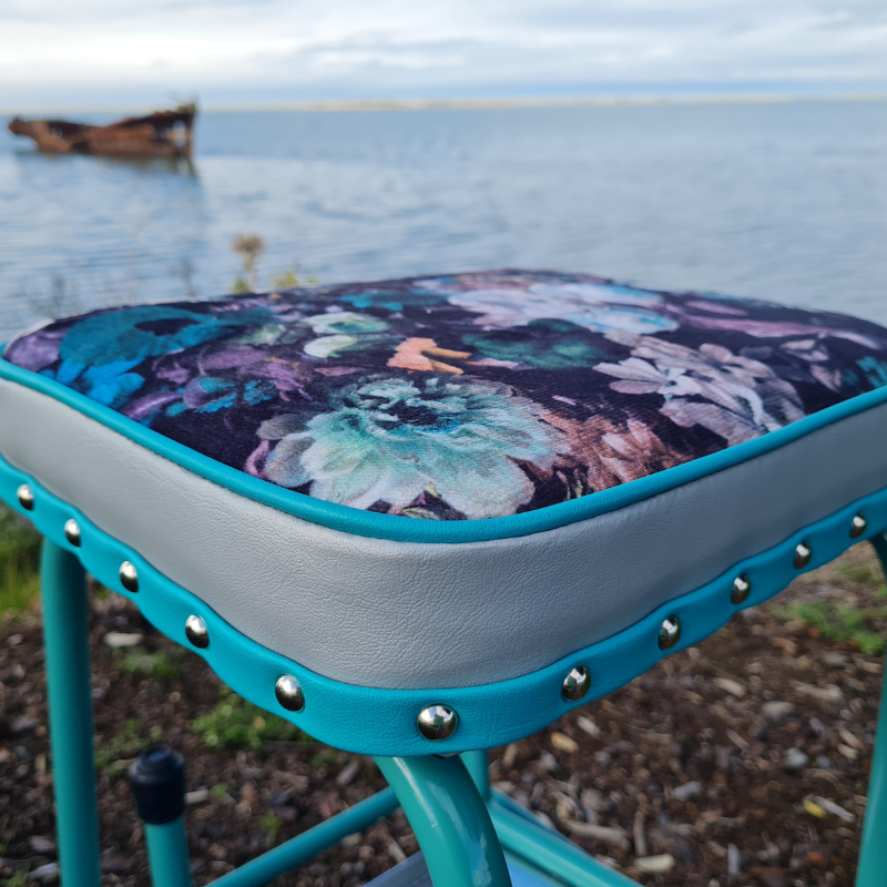 Retro Painted Step Stool - Seat Drop down steps