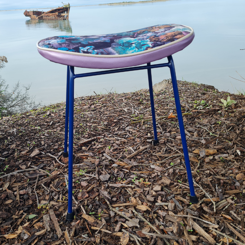Freshly Painted Stool - Seat - Blue