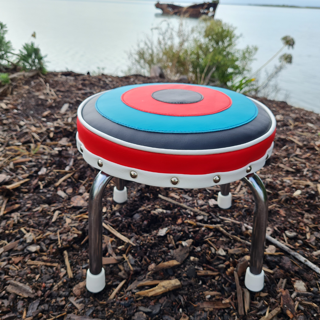 Retro Chrome Footstool Stool - Low kids seat