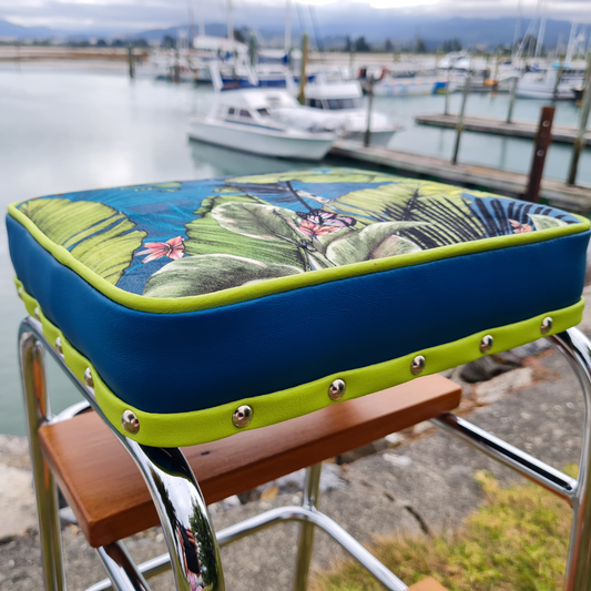 Retro Chrome Step Stool - Seat - Wooden Steps